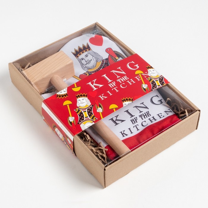 Кухонный набор &laquo;King, варежка&raquo;-прихватка 20х28 см, молоток деревянный