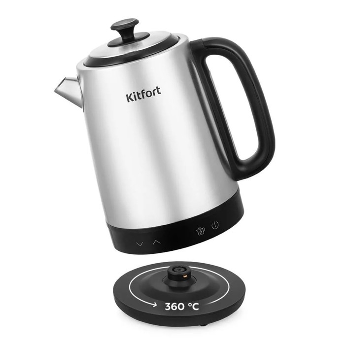 Чайник электрический Kitfort КТ-6198, металл, 1.7 л, 2200 Вт, чёрно-сребристый Чайник электрический Kitfort КТ-6198, металл, 1.7 л, 2200 Вт, чёрно-сребристый