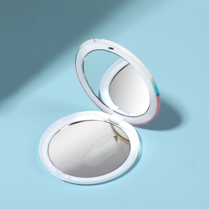 Зеркало складное &laquo;Пляж&raquo;, d = 7,5 см, с увеличением, рисунок МИКС