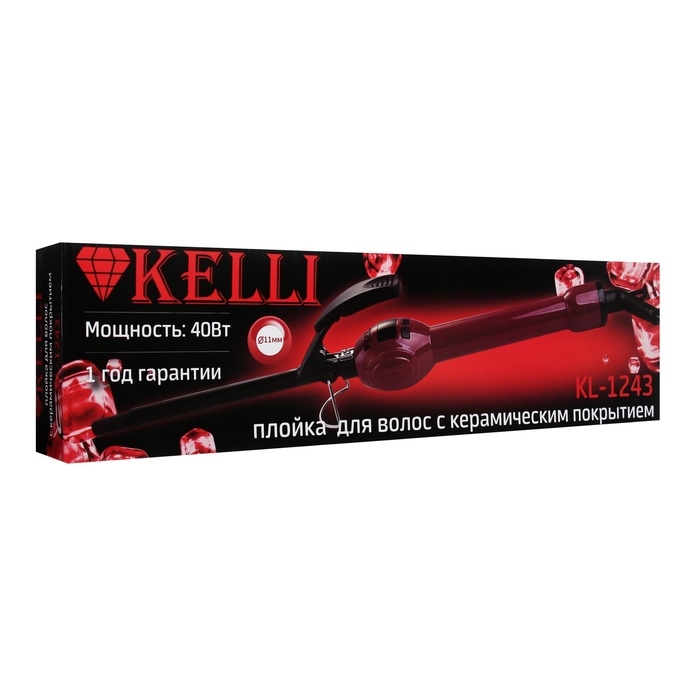 Плойка KELLI KL-1243, 40 Вт, керамическое покрытие, d=11 мм, чёрно-розовая Плойка KELLI KL-1243, 40 Вт, керамическое покрытие, d=11 мм, чёрно-розовая