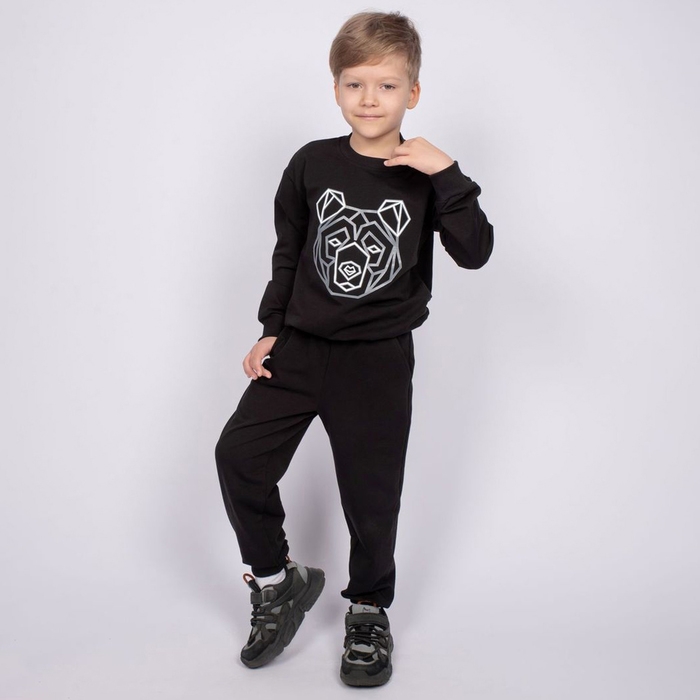 Комплект для мальчика (джемпер, брюки), цвет чёрный, рост 110 см