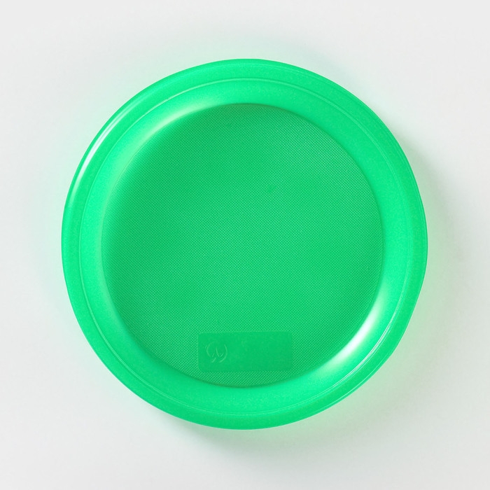 Тарелки пластиковые одноразовые, d= 21 см, цвет зелёный, 12 шт/уп