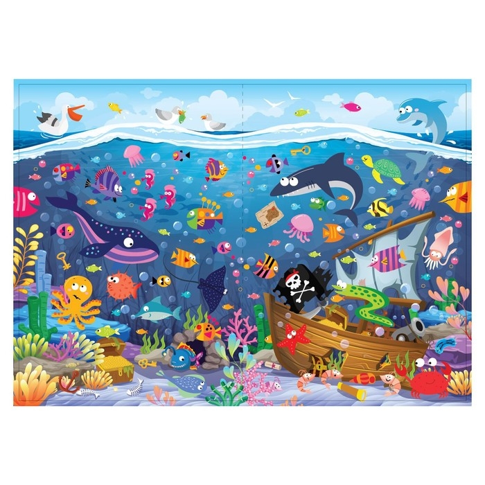 Книга &laquo;Морские глубины&raquo;, 70 наклеек, со светящимися наклейками, 4 стр.