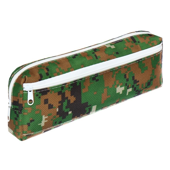 Пенал мягкий 2 отделения, 80 х 210 х 40 мм, объёмный, Calligrata Пенал мягкий 2 отделения, 80 х 210 х 40 мм, объёмный, Calligrata "Миллитари", хаки