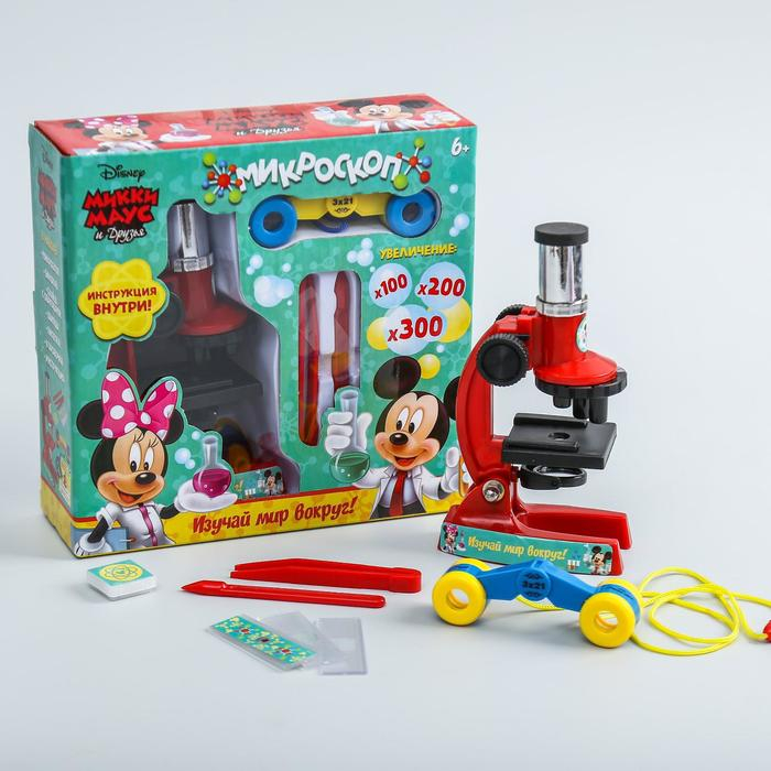 Микроскоп &laquo;Микки Маус и друзья&raquo;, с биноклем и пинцетами, цвет МИКС
