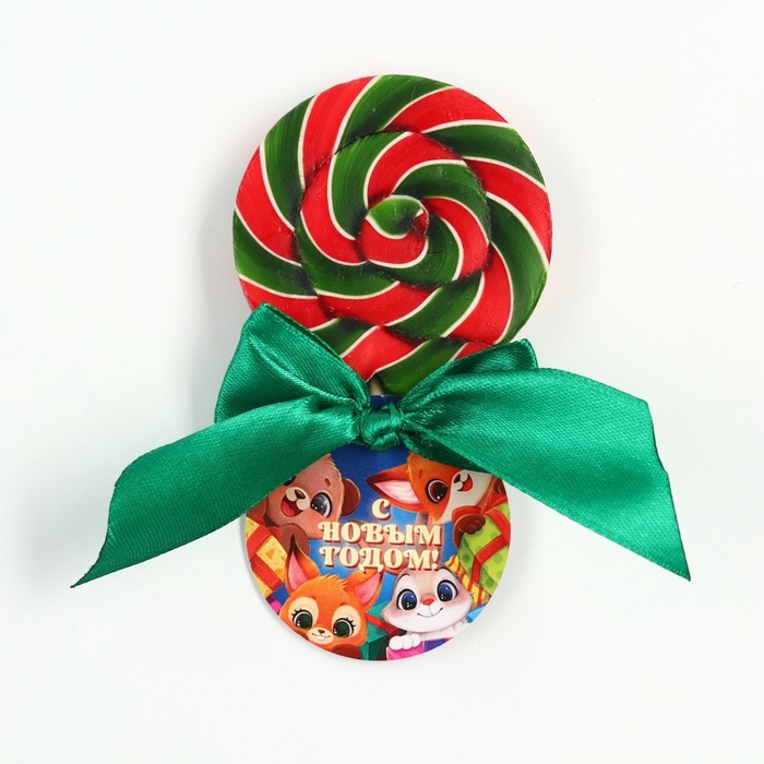 Леденец ёлочная игрушка диск "С новым годом" вкус вишня 30 г
