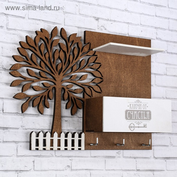 Ключница настенная с полкой &laquo;Дерево&raquo;, 27 х 20 см.