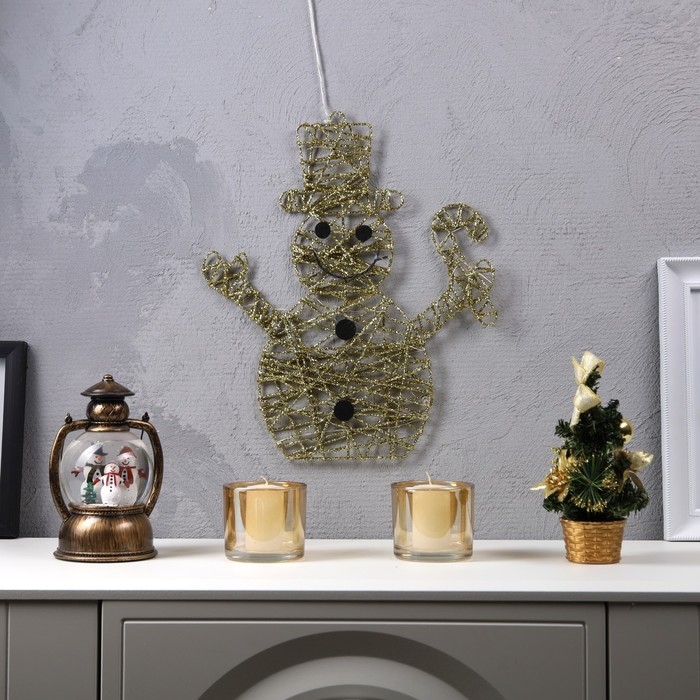 Светодиодная фигура «Снеговик» 34 × 41 см, металл, батарейки ААх2 (не в комплекте), свечение тёплое белое Светодиодная фигура «Снеговик» 34 × 41 см, металл, батарейки ААх2 (не в комплекте), свечение тёплое белое