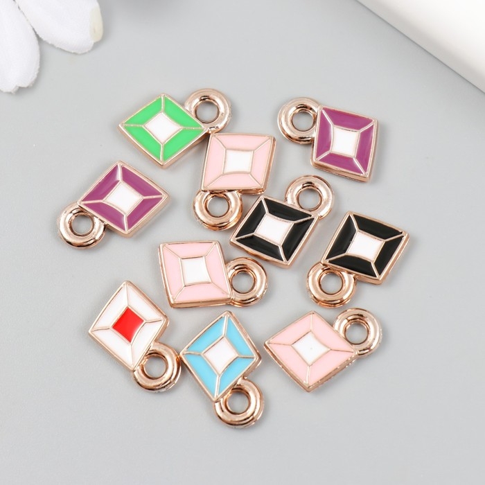 Декор для творчества пластик под металл Декор для творчества пластик под металл "Ромбы яркие" МИКС набор 10 шт 0,2х1,2х1,8 см