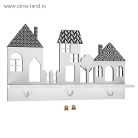 Ключница настенная с полкой &laquo;Домики&raquo;.