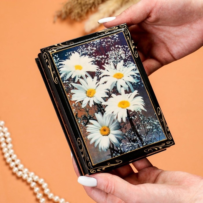 Шкатулка «Герберы», 10×14 см, лаковая миниатюра Шкатулка «Герберы», 10×14 см, лаковая миниатюра