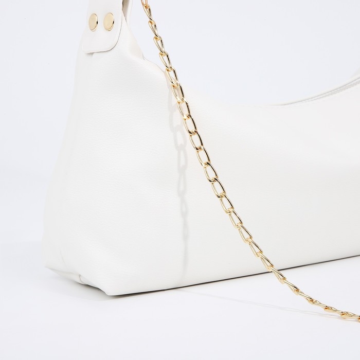 Сумка-багет на молнии, цвет белый