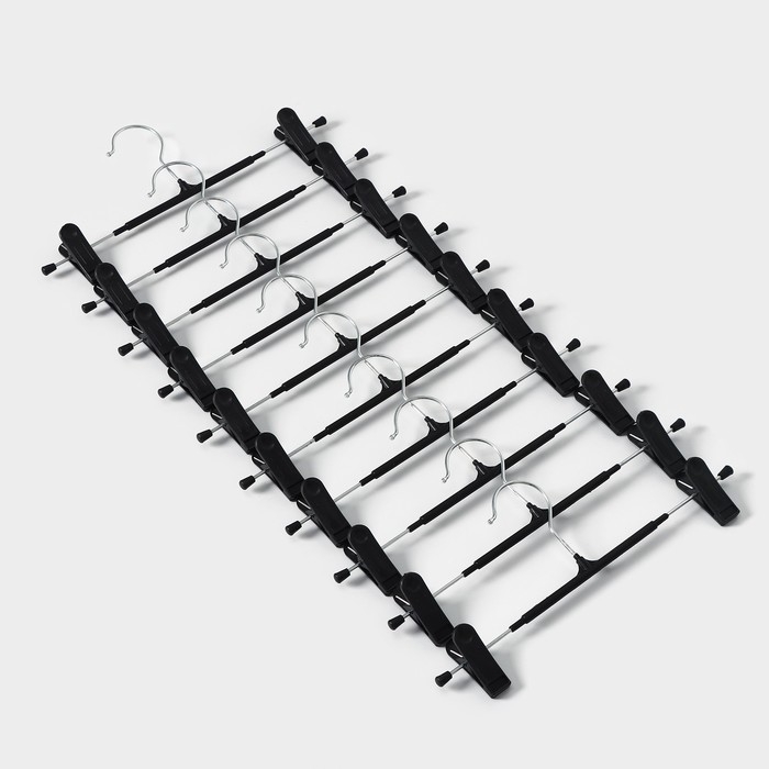 Вешалки для брюк и юбок с зажимами, набор 10 шт, 32×13,5 см, цвет чёрный Вешалки для брюк и юбок с зажимами, набор 10 шт, 32×13,5 см, цвет чёрный