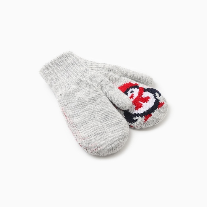 Новый год. Варежки двойные детские Новый год. Варежки двойные детские "Пингвин", цвет серый, р-р 16