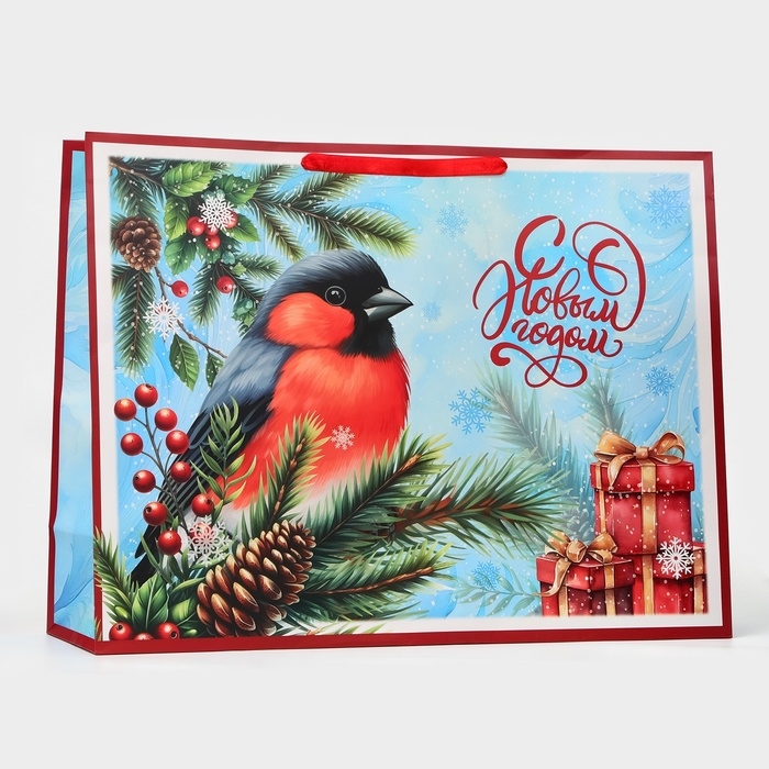 Новый год. Пакет ламинированный &laquo;Снегирь&raquo;, XXL 46 х 61 х 20 см.