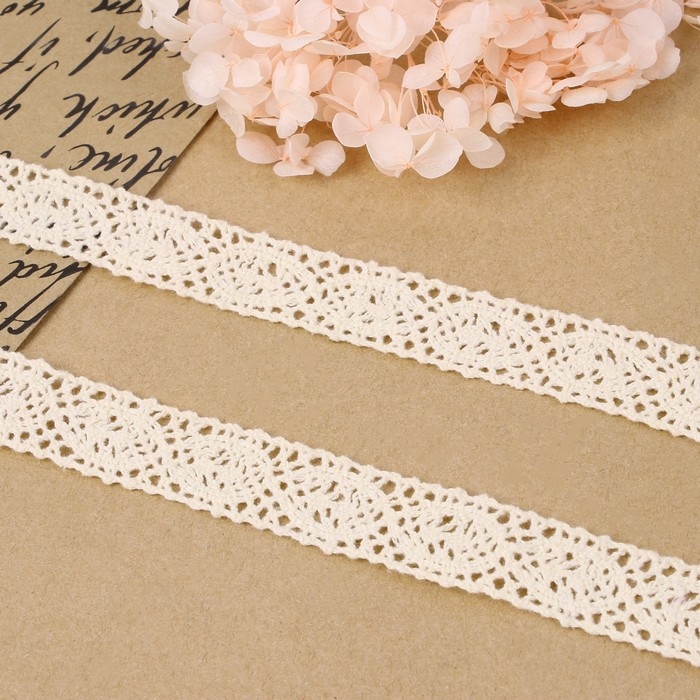 Кружево вязаное, 22 мм &times; 10 &plusmn; 1 м, цвет бежевый