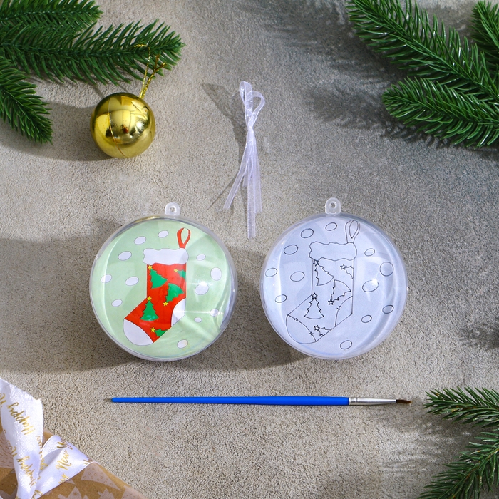 Ёлочное украшение под раскраску «Ёлочки» размер: 8 см; 2 шт., кисть Ёлочное украшение под раскраску «Ёлочки» размер: 8 см; 2 шт., кисть