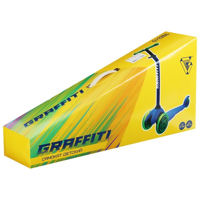 Самокат GRAFFITI, колёса световые PU 110/75 мм, ABEC 7, цвет синий Самокат GRAFFITI, колёса световые PU 110/75 мм, ABEC 7, цвет синий