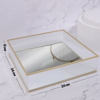 Органайзер для хранения &laquo;RIPPLES&raquo;, стеклянный, с зеркальным дном, 1 секция, 24 &times; 24 &times; 6 см, цвет прозрачный/медный