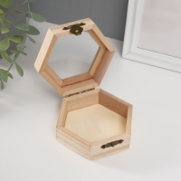 Шкатулка для росписи многогранник со стеклянной вставкой 10х9х4,5 см Шкатулка для росписи многогранник со стеклянной вставкой 10х9х4,5 см