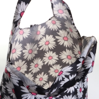 Сумка хозяйственная на кнопке, складная, цвет чёрный/белый