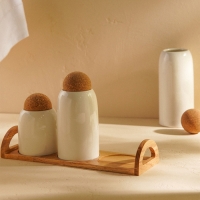 Набор банок фарфоровых для сыпучих продуктов на подставке SL Home «Тренто», 4 предмета: 4 банки 400/650/900 мл, подставка Набор банок фарфоровых для сыпучих продуктов на подставке SL Home «Тренто», 4 предмета: 4 банки 400/650/900 мл, подставка