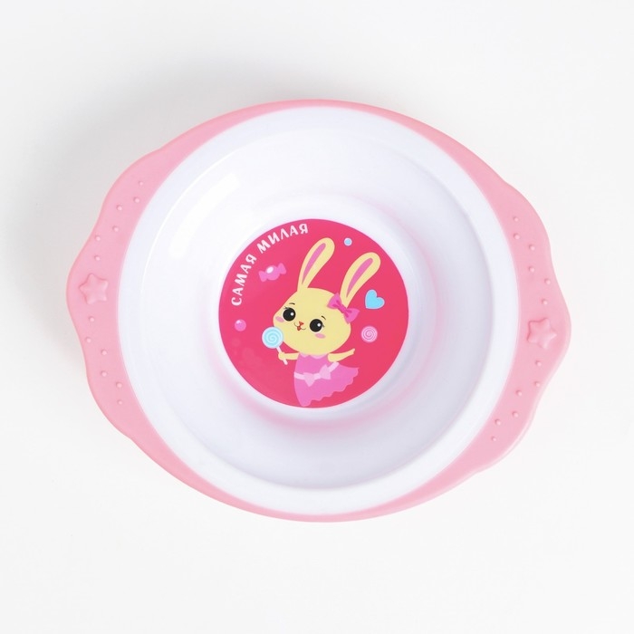 Набор детской посуды &laquo;Зайка Полли&raquo;, тарелка на присоске 250мл, вилка, ложка