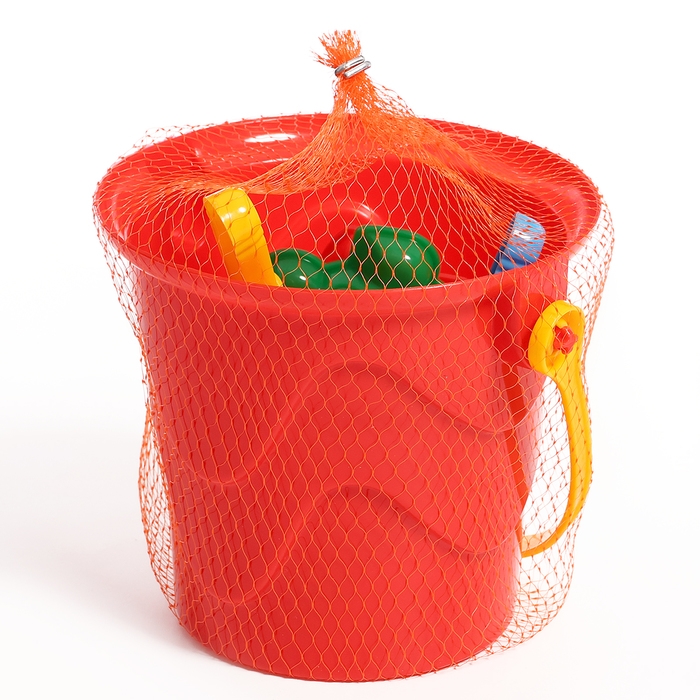 Набор песочный: ведро, 3 формочки, лопатка, грабли Набор песочный: ведро, 3 формочки, лопатка, грабли