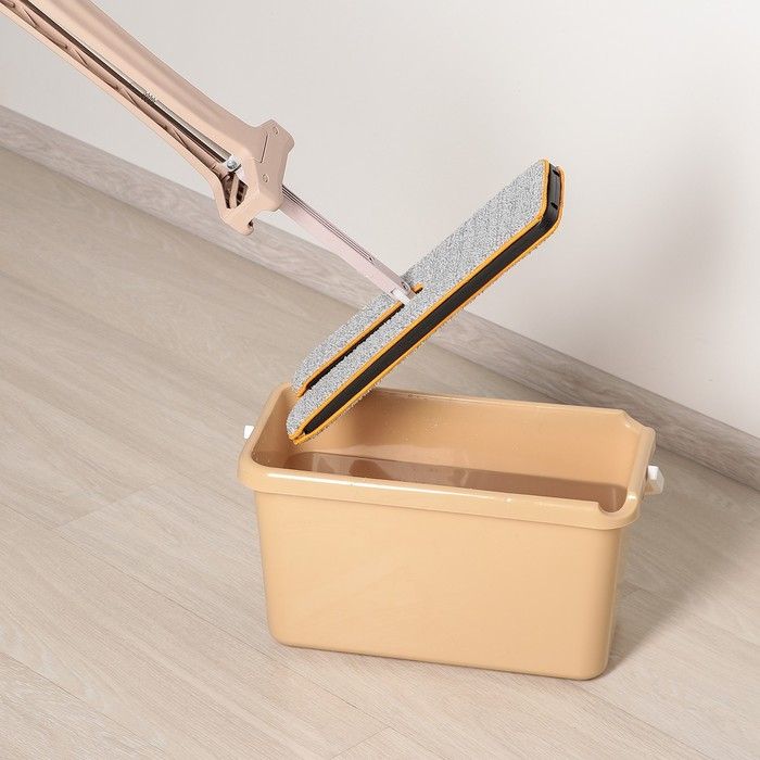 Швабра с отжимом Доляна, двусторонняя насадка из микрофибры 38&times;12 см, стальная ручка 134 см