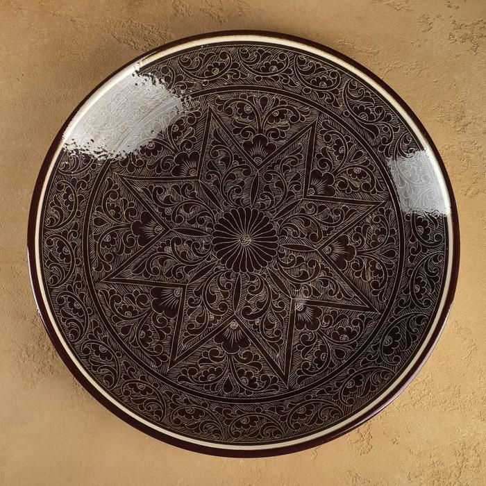 Ляган Риштанская Керамика Ляган Риштанская Керамика "Узоры", 42 см, коричневый