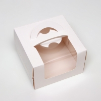 Коробка под бенто-торт с окном, белая, 15,5 х 15,5 х 10 см Коробка под бенто-торт с окном, белая, 15,5 х 15,5 х 10 см