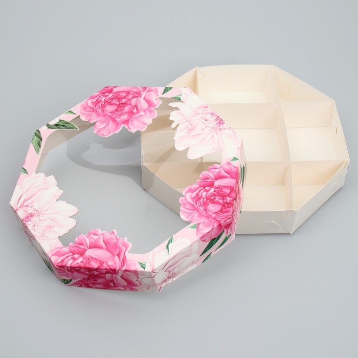 Коробка кондитерская складная, упаковка &laquo;Пионы&raquo;, 29 х 29 х 5 см