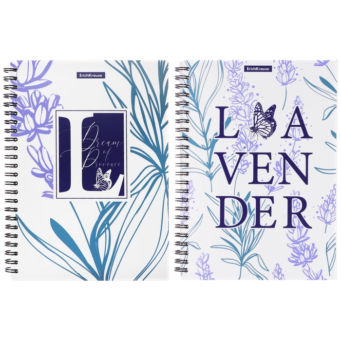Тетрадь на спирали, 80 листов в клетку, ErichKrause Lavender, пластиковая обложка, блок офсет 100% белизна, МИКС Тетрадь на спирали, 80 листов в клетку, ErichKrause Lavender, пластиковая обложка, блок офсет 100% белизна, МИКС