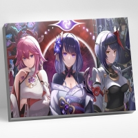 Картина по номерам 30 × 40 см «Геншин» «Яэ Мико», Райдэн, Сара» 32 цвета Картина по номерам 30 × 40 см «Геншин» «Яэ Мико», Райдэн, Сара» 32 цвета