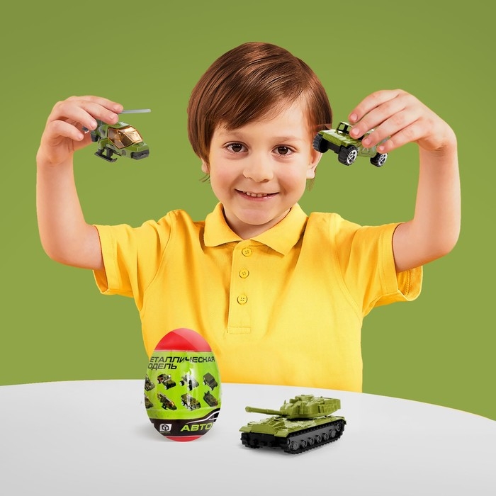 Машина металлическая в яйце &laquo;Военная&raquo;, масштаб 1:64, МИКС