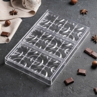 Форма для шоколада KONFINETTA &laquo;Плитка с колечками&raquo;, 27,5&times;17,5&times;2,5 см, 3 ячейки 15,3&times;7,5х0,8 см, цвет прозрачный