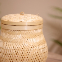 Корзинка с крышкой плетёная, из бамбука 20х20х22 см