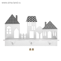 Ключница настенная с полкой &laquo;Домики&raquo;.