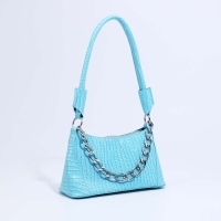 Сумка-багет на молнии, цвет голубой