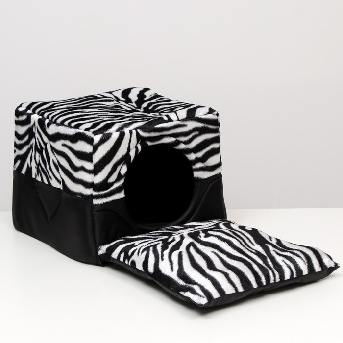 Дом-трансформер квадратный 43 х 43 х 34 см, расцветка зебра Дом-трансформер квадратный 43 х 43 х 34 см, расцветка зебра