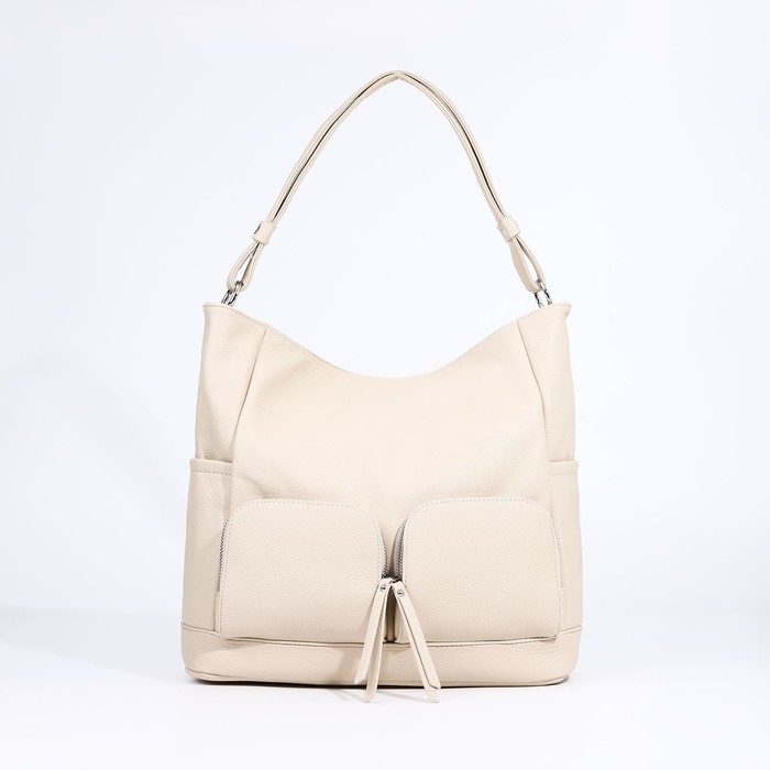 Сумка-тоут на молнии, 3 наружных кармана, цвет бежевый Сумка-тоут на молнии, 3 наружных кармана, цвет бежевый