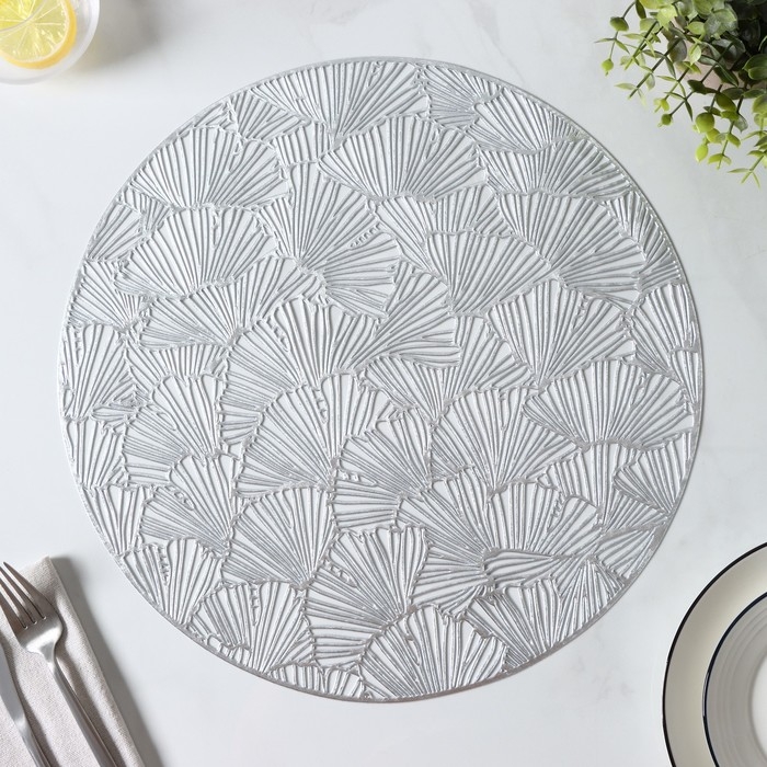 Салфетки сервировочные на стол Доляна «Веер», d=38 см, 4 шт, цвет серебряный Салфетки сервировочные на стол Доляна «Веер», d=38 см, 4 шт, цвет серебряный