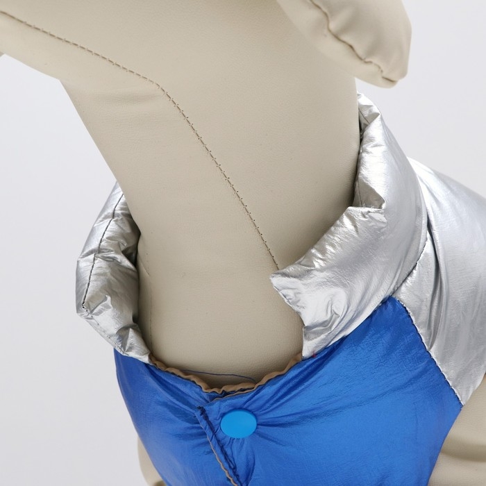 Куртка для собак с утяжкой размер 14 (ДС 32, ОГ 42, ОШ 31), серебряно-синяя Куртка для собак с утяжкой размер 14 (ДС 32, ОГ 42, ОШ 31), серебряно-синяя