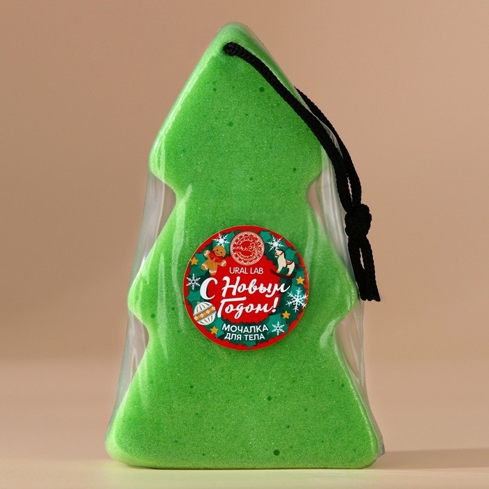 Новогодняя фигурная мочалка для тела &laquo;С Новым Годом&raquo;, URAL LAB