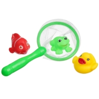 Набор игрушек для ванны "На пруду" + сачок + 3 пвх игрушки, Крошка Я