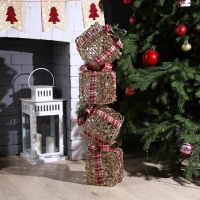 Светодиодная фигура «Башня из подарков» 15.5 × 80 × 15.5 см, металл, текстиль, 220 В, свечение тёплое белое Светодиодная фигура «Башня из подарков» 15.5 × 80 × 15.5 см, металл, текстиль, 220 В, свечение тёплое белое