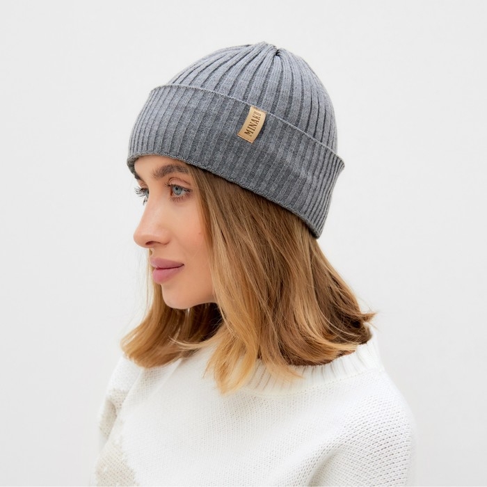 Шапка женская MINAKU Шапка женская MINAKU "Бини" цвет графит, размер 56-58