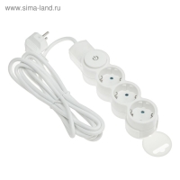 Удлинитель Duwi, 3 розетки, 3 м, 10 А, 2200 Вт, ПВС 3х0.75 мм2, с з/к, с выключателем, белый Удлинитель Duwi, 3 розетки, 3 м, 10 А, 2200 Вт, ПВС 3х0.75 мм2, с з/к, с выключателем, белый