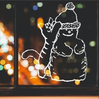 Наклейка декоративная для окон "Кот и снеговик" 45х55 см Наклейка декоративная для окон "Кот и снеговик" 45х55 см