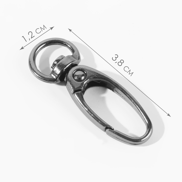 Карабин металлический, 38 &times; 12 мм / 10 &times; 1 мм, 6 шт, цвет чёрный никель